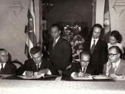 Aspecte din timpul vizitei oficiale de prietenie a preşedintelui Consiliului de Stat al României, Nicolae Ceauşescu şi a Elenei Ceauşescu în Costa Rica.    (septembrie 1973).