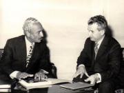 Primirea la Nicolae Ceauşescu a corespondentului diplomatic al ziarului egiptean „Al Ahram”, Hamdy Fouad.      (iunie 1974).
