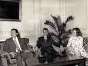 Primirea la Nicolae Ceauşescu a delegaţiei cooperativei agricole „Casa Grande”, Trujillo din Peru, condusă de Humberto Jusiniano Sagardia, preşedintele cooperativei.(11 iulie 1974).