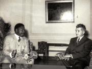 Primirea delegaţiei zambiene care a participat la festivităţile aniversării a 30 de ani de la eliberarea României de sub dominaţia fascistă.   (27 august 1974).