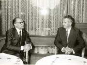 Primirea, de către preşedintele Nicolae Ceauşescu, a primului ministru al Statului Israel, Menahem Begin, aflat într-o vizită oficială în România.(26.VIII.1977)