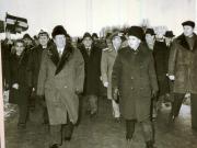 Aspect de la întâlnirea, la Drobeta Turnu-Severin, a preşedintelui Nicolae Ceauşescu cu Iosip Broz Tito, preşedintele Republicii Socialiste Federative Iugoslavia, care face o vizită de prietenie în ţara noastră.(3-4.XII.1977)