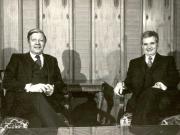 Vizita oficială în ţara noastră a cancelarului federal al Republicii Federale Germania, Helmut Schmidt. În timpul întâlnirii dintre preşedintele Nicolae Ceauşescu şi cancelarul federal.(6-7.I.1978)