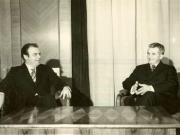 Primirea de către preşedintele Nicolae Ceauşescu a ministrului afacerilor externe al R.P. Bulgaria, Peter Mladenov, care efectuează o vizită oficială în ţara noastră.(2.II.1978)