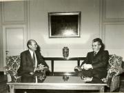 Primirea de către preşedintele Nicolae Ceauşescu a ministrului afacerilor externe al statului Israel, Moshe Dayan, care efectuează o vizită oficială în ţara noastră.(3.IV.1978)