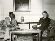 Primirea de către Nicolae Ceauşescu a lui Nguema Esono Nchama, vicepreşedintele Republicii Guineea Ecuatorială, ministru al relaţiilor externe şi de prietenie cu alte popoare care, în fruntea unei delegaţii, face o vizită oficială în ţara noastră la invitaţia guvernului român.(10.IV.1978)