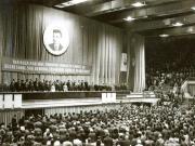 Marea Adunare consacrată zilei de 1 Mai în Capitală, la Palatul Sporturilor şi Culturii. Aspect de la prezidiu şi din sală.(1.V.1978)