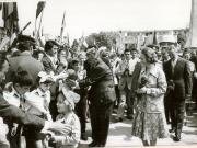 Vizita de lucru a preşedintelui Nicolae Ceauşescu şi a altor conducători de partid şi de stat în judeţul Satu Mare. Primirea făcută de locuitorii oraşului Carei. (21.VI.1978)