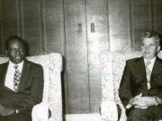 Primirea în staţiunea Neptun de către preşedintele Nicolae Ceauşescu a ministrului afacerilor externe şi cooperării din R.P. Benin, Michael Alladaye, care face o vizită în ţara noastră. Au participat: Ştefan Andrei, Constantin Niţă – min. secret. de stat la M.C.E. şi Octavian Cărare – ambasadorul României în R.P. Benin.(2.VIII.1978)