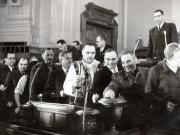 Gheorghe Gheorghiu –Dej, Vasile Luca, Marin Florea Ionescu, Ana Pauker, Gh. Florescu, C. Pârvulescu, la cea de-a 10-a sesiune a M.A.N. în timpul votării bugetului de stat al R.P.R. pe anul 1951.  (7.IV.1951).