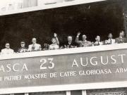 Gheorghe Gheorghiu –Dej, Petru Groza, Teohari Georgescu, Kavtaradze S.I, K.E. Vorosilov, Vasile Luca, Ana Pauker în tribuna din piaţa I.V.Stalin cu prilejul sărbătoririi zilei de 23 august 1951. (23.08.1951).