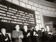 Gheorghe Gheorghiu –Dej participă la festivitatea de la Ateneul R.P.R. cu prilejul celei de-a 4-a aniversări a Republicii. Au mai fost de faţă: C.I. Parhon, S.I. Kavtaradze cu soţia, Acad., M.B. Mitin, Gh. Apostol, Teohari Georgescu. (30.12.1951).