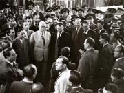 Gheorghe Gheorghiu –Dej, Petru Groza, Chivu Stoica, Bemachi, ş.a., participă la festivitatea din Gara de Nord, unde muncitorii ceferişti predau guvernului democrat un tren, dar pregătit de ei în cinstea zilei de 1 Mai. (02.05.1946).