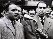 Membrii delegaţiei guvernamentale române care a participat la Conferinţa de Pace de la Paris, în Gara Predeal, unde a avut loc un miting la care au luat cuvântul Gheorghe Gheorghiu –Dej, Gh. Tătărăscu, şi alţi membrii ai delegaţiei. (21.09.1946).