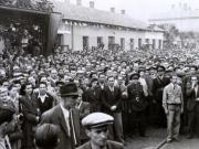 Aspect de la mitingul oamenilor muncii din Gara Predeal cu prilejul înapoierii în ţară a delegaţiei guvernamentale române în frunte cu Dej, care a participat la Conferinţa de Pace de la Paris. (21.09.1946).