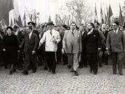 Plecarea de la mitingul din Gara Băneasa, care a avut loc cu prilejul înapoierii în ţară a delegaţiei române care a participat la Conferinţa Păcii de la Paris. Din delegaţie au făcut parte: Gh. Gheorghiu–Dej, Şt. Voitec, Gh. Tătărăscu, P. Groza, Fl. Bagdasar. (21.09.1946).