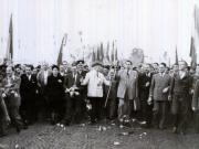 Plecarea de la mitingul din Gara Băneasa, care a avut loc cu prilejul înapoierii în ţară a delegaţiei române care a participat la Conferinţa Păcii de la Paris. Din delegaţie au făcut parte: Dej Şt. Voitec, Gh. Tătărăscu, P. Groza, Th. Georgescu, Fl. Bagdasar. (21.09.1946).