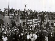 Aspect de la mitingul din Gara Băneasa, cu prilejul înapoierii în ţară a delegaţiei române care a participat la Conferinţa Păcii de la Paris. Din delegaţie au făcut parte: Dej, Şt. Voitec, I.G.Maurer, ş.a. (21.09.1946).