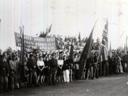 Aspect de la mitingul din Gara Băneasa, cu prilejul înapoierii în ţară a delegaţiei române care a participat la Conferinţa Păcii de la Paris. Din delegaţie au făcut parte: Dej, Şt. Voitec, I.G.Maurer, ş.a. (21.09.1946).