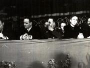 Aspecte de la festivitatea organizată la Ateneu la 19.10.1946 cu prilejul sărbătoririi zilei prieteniei româno-sovietice. Participă: Gh. Gheorghiu–Dej, Gh. Tătărăscu, P. Groza, I.G. Maurer, C.I.Parhon, Fl. Bagdasar, G-ral V. Răşcanu, reprezentanţi diplomatici şi militari ai U.R.S.S., ş.a. (19.10.1946).