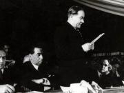 Aspecte de la festivitatea organizată la Ateneu la 19.10.1946 cu prilejul sărbătoririi zilei prieteniei româno-sovietice. Participă: Dej, Gh. Tătărăscu, P. Groza, I.G. Maurer, C.I.Parhon, reprezentanţi diplomatici şi militari ai U.R.S.S., ş.a. (19.10.1946).