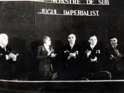Gh. Gh.-Dej, Ana Pauker, C. I. Parhon, Vasile Luca în prezidiul adunării festive de la Ateneul Român consacrată celei de a treia aniversări a R.P.R. (26 decembrie 1950)