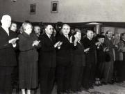 Gh. Gheorghiu-Dej, P. Groza, S.I. Kavtaradze, Th. Georgescu, Ana Pauker, M.B. Mitin, Sofia Kavtaradze, E. Bodnăraş, Al. Moghioroş, Chivu Stoica, la adunarea festivă din Sala Teatrului Armatei, cu prilejul celei de-a 34-a aniversări a Armatei Sovietice.(22.02.1952).