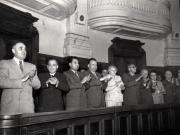 Gh. Gheorghiu-Dej, Chivu Stoica, Gh. Apostol, I. Chişinevschi, Ana Pauker, M. Constantinescu, E. Bodnăraş, P. Borilă, L. Rădăceanu, Al. Drăghici, ş.a., pe banca ministerială la M.A.N., cu prilejul celei de-a 12-a sesiuni ordinare unde s-au dezbătut şi aprobat proiectul de lege pentru organizarea judecătorească, proiectul de lege pentru înfiinţarea Procuraturii R.P.R. şi o serie de alte legi.(2.06.1952).