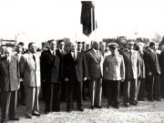 Gh. Gheorghiu-Dej, P. Groza, M. Constantinescu, I. Chişinevschi, P. Borilă, Al. Moghioroş, Chivu Stoica, V.V. Kuzneţov, ş.a., la solemnitatea de la Monumentul Eroilor Sovietici din Piaţa Victoriei, cu prilejul celei de-a 8-a aniversări a eliberării României de sub jugul fascist.(22.08.1952).