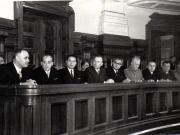 Gh. Gheorghiu-Dej, Gh. Apostol, I. Chişinevschi, Chivu Stoica,  M. Constantinescu, P. Borilă, E. Bodnăraş, ş.a., pe banca ministerială la lucrările celei de-a XIII-a sesiune a M.A.N. unde s-au dezbătut o serie de probleme şi s-a supus spre aprobare proiectul noii Constituţii a R.P.R.(20-25.09.1952).