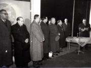 Gh. Gheorghiu-Dej, E. Bodnăraş, Al. Moghioroş, P. Borilă, M. Constantinescu, ş.a., la festivitatea deschiderii expoziţiei „Economia planificată a R.P.R. în plin progres” din parcul de cultură şi odihnă Herăstrău. Chivu Stoica rosteşte cuvântul de deschidere.(15.12.1952).