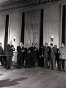 Gh. Gheorghiu-Dej, P. Groza, I. Chişinevschi, Gh. Apostol,  M. Constantinescu, Al. Moghioroş, Chivu Stoica , C. Pârvulescu, ş.a., la solemnitatea înmânării unor distincţii acordate cu prilejul celei de-a V-a aniversări a Republicii Populare Române (Palatul M.A.N.).(30.12.1952).