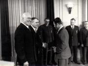 Gh. Gheorghiu-Dej, P. Groza, I. Chişinevschi, Chivu Stoica, M. Constantinescu, Gh. Apostol, ş.a., la solemnitatea înmânării unor distincţii acordate cu prilejul celei de-a V-a aniversări a Republicii Populare Române (Palatul M.A.N.).(30.12.1952).