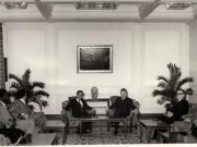 Nicolae Ceauşescu a primit delegaţia Consiliului Mondial al Păcii, condusă de Romesh Chandra. (18 martie 1976)