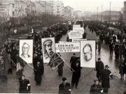 Demonstraţie comunistă în  în 13 februarie1945.