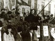 Adunare la Miercurea-Ciuc, cu prilejul împărţirii titlurilor de proprietate.(1945)