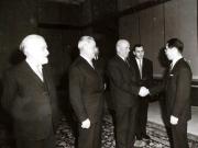 Membrii corpului diplomatic acreditat în România, în vizită protocolară la Consiliul de Stat, cu ocazia anului nou. (31 XII 1966)