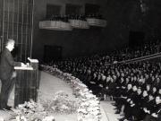 Nicolae Ceauşescu rostindu-şi cuvântarea la Conferinţa Naţională a Cadrelor Didactice, care a avut loc în sala Palatului Republicii Socialiste România.1969. (7 februarie 1969).