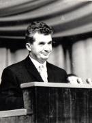 Nicolae Ceauşescu rostindu-şi cuvântarea la Marea Adunare electorală din Capitală, care a avut loc la Sala Palatului a R.S.R. 28.II.1969.   (28  februarie 1969).