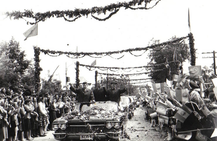 Membri ai conducerii de partid şi de stat vizitând regiunea Argeş (Silişteni)