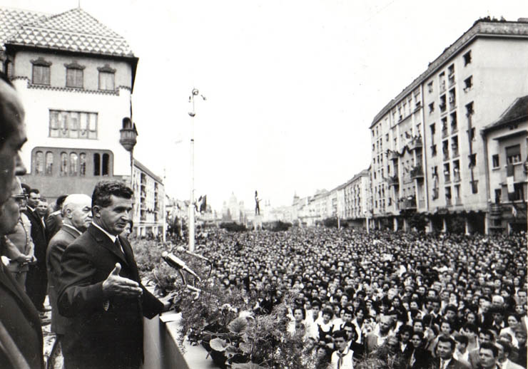 Vizita conducătorilor de partid şi de stat în regiunea Mureş Autonomă Maghiară (Târgu Mureş)