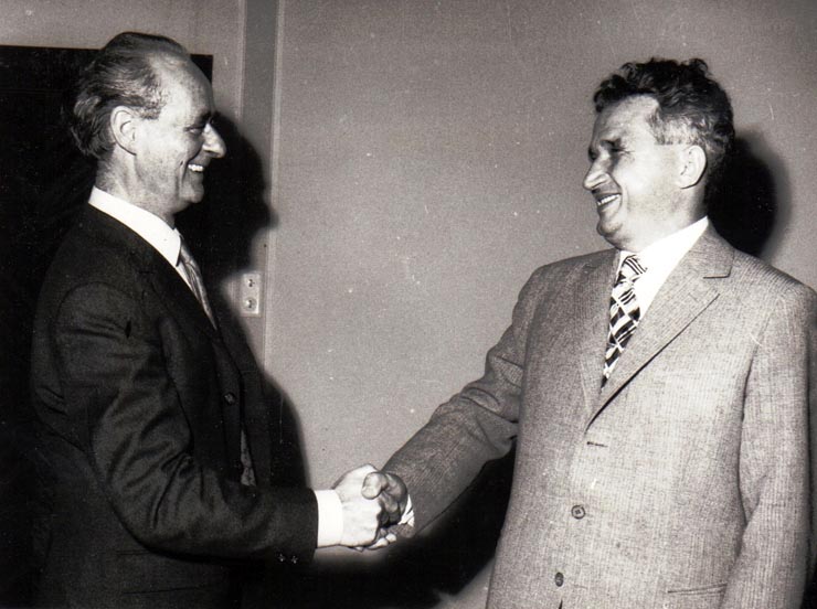 Primirea la Nicolae Ceauşescu a lui John Gollan, secretarul general al Partidului Comunist din Marea Britanie.     (13  iulie 1972).