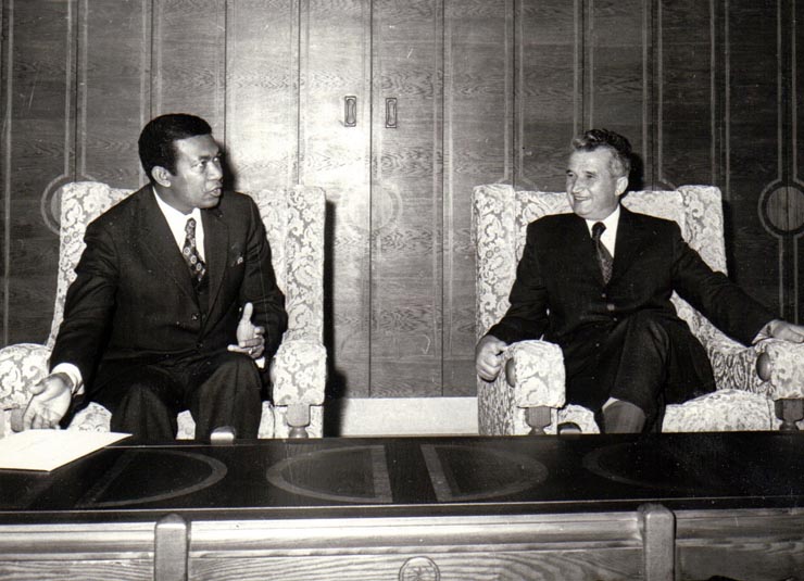 Primirea la Nicolae Ceauşescu a ministrululi afacerilor externe al Republicii Malgaşe, Didier Ratsi-Raka.(12 iulie 1974).
