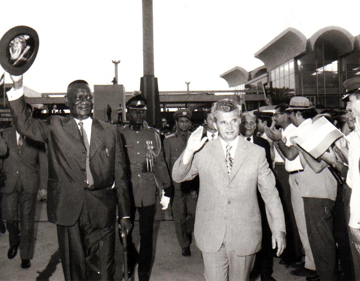 Aspecte din timpul vizitei oficiale de prietenie în România a preşedintelui Republicii Siera Leone, dr. Siaka Probin Stevens.        (19-24 iulie 1974).