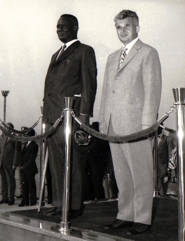 Aspecte din timpul vizitei oficiale de prietenie în România a preşedintelui Republicii Siera Leone, dr. Siaka Probin Stevens.        (19-24 iulie 1974).