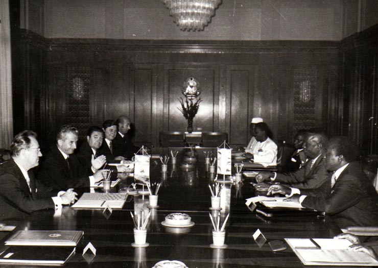 Aspecte din timpul vizitei oficiale de prietenie în România a preşedintelui Republicii Siera Leone, dr. Siaka Probin Stevens.        (19-24 iulie 1974).