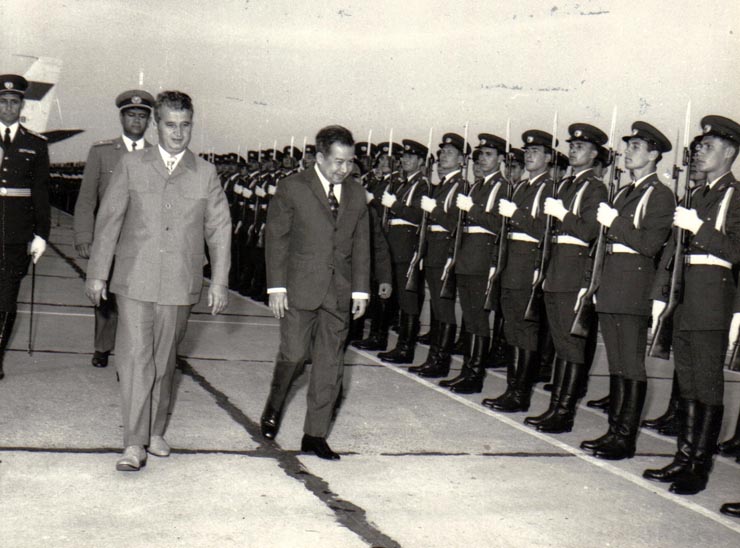 Aspecte din timpul vizitei oficiale de prietenie a şefului statului cambodgian, Norodom Sianuc.(20-24 august 1974).