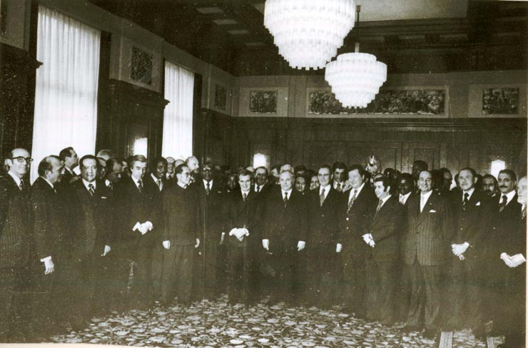 Aspect de la primirea de către Nicolae Ceauşescu a şefilor misiunilor diplomatice cu prilejul Anului Nou şi a celei de a XXX-a aniversări a proclamării Republicii.(30.XII.1977)