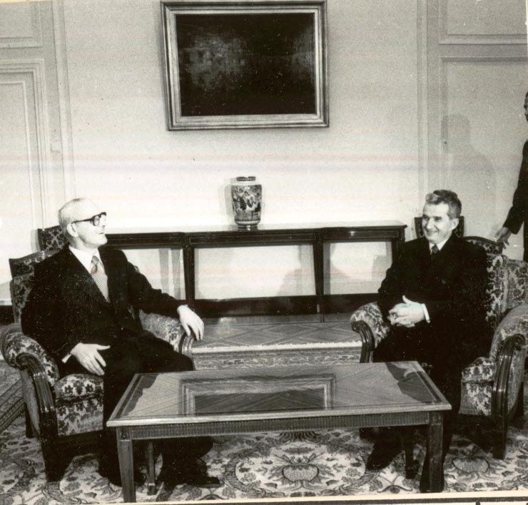 Primirea de către preşedintele Nicolae Ceauşescu a preşedintelui Consiliului de Miniştri al R.D. Germania,Willi Stoph, care a făcut o vizită oficială în ţara noastră.(21.III.1978)