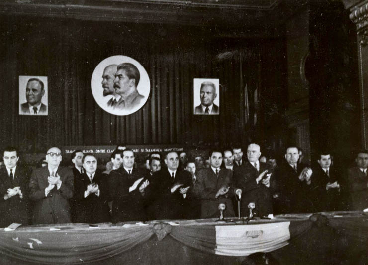 Bucureşti, sala Ateneului Republicii Socialiste România, februarie 1955. Prezidiul consfătuirii cu lucrătorii fruntaşi din agricultură. (febr.1955)